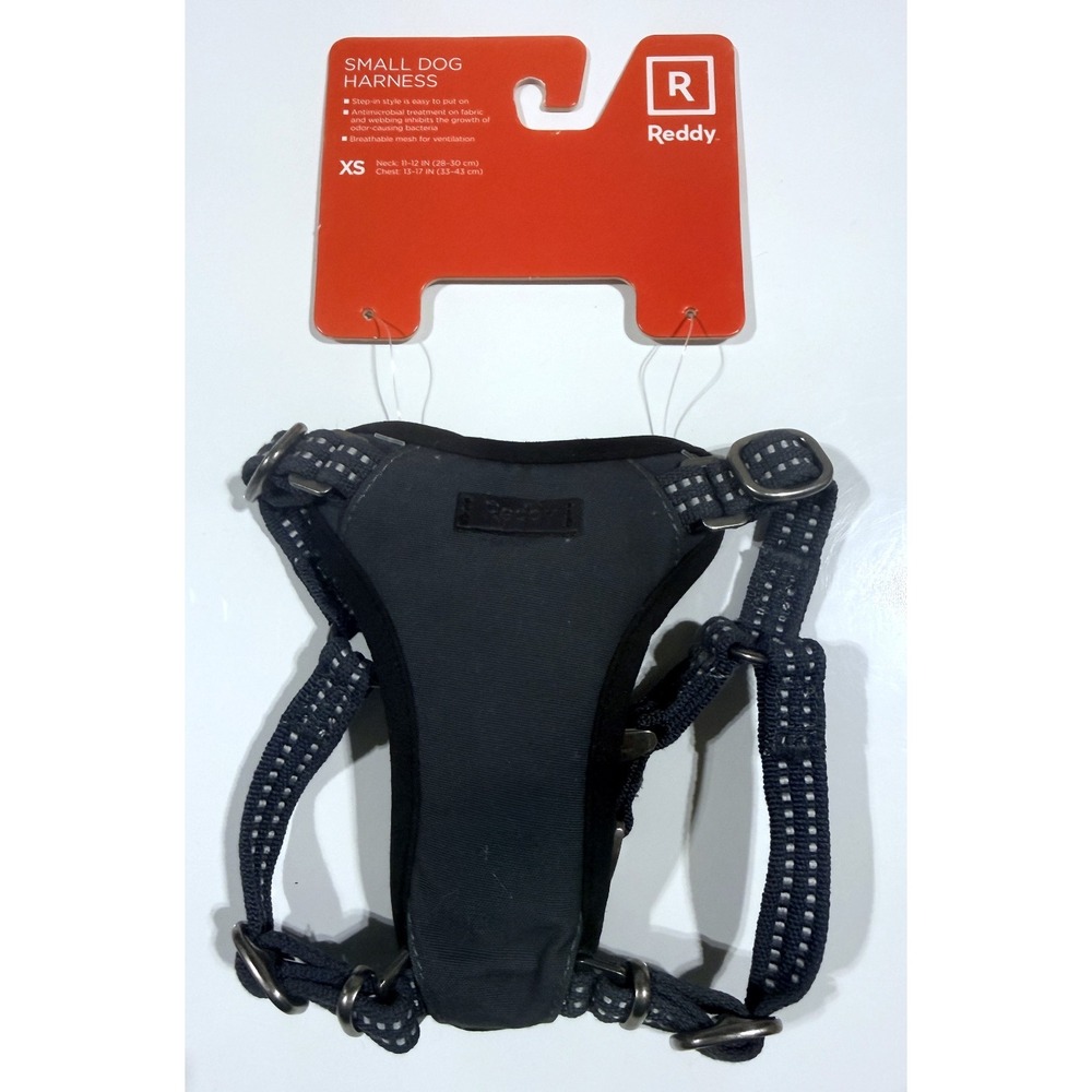 Reddy Small Dog Harness Gray Black Mesh Adjustable Step-In - Size XS X-Small NEW